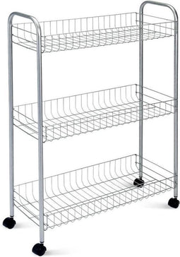 Metaltex Slim de Luxe Opbergkar - met 3 mandjes - Metallic