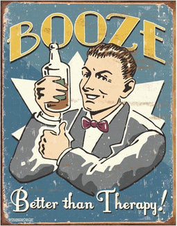 Metalen Retro Bord Booze Therapy