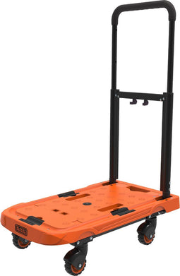 BLACK+DECKER Opvouwbare Transportwagen - Plateauwagen - Max. 90 KG - Hoogte Verstelbaar - 61,4 x 37,3 x 89,4 CM - Oranje