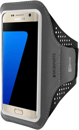 Mobiparts Galaxy S7 - Sport Armband - Ademend materiaal met sleutelvak - Zwart