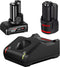Bosch GBA 12V 2.0Ah + GBA 12V 4.0Ah + GAL 12V-40 - Accu's en snellaadapparaat - Li-Ion (2 stuks)