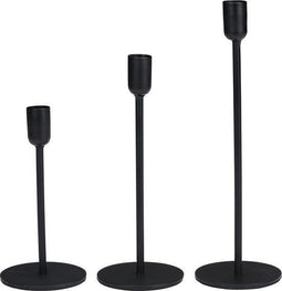 Arti Casa Kandelaars - Set van 3 - Metaal - Ø2 cm - Zwart (3 stuks)