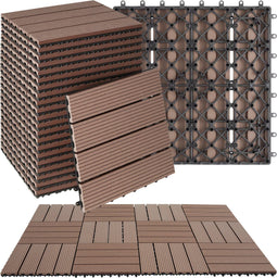 tectake® Tegulas - WPC Houten Tegels - Antislip - 22-delig (set van 22)