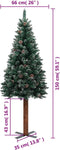 vidaXL - Kerstboom - met - echt - hout - en - sneeuw - smal - 150 - cm - groen