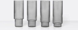 Ferm Living Ripple Long Drink Glasses - Smoked Grey - set van 4
