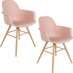 Zuiver Albert Kuip Eetkamerstoelen met armleuning Roze - Set van 2