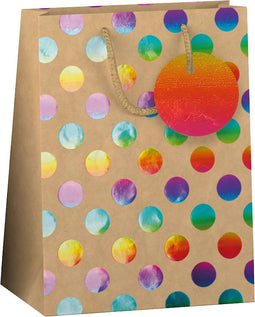 Papieren cadeau tas M - Kraft Rainbow - 175 x 100 x 229 mm