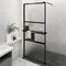 vidaXL - Inloopdouchewand - met - schap - 90x195 - cm - ESG-glas - aluminium - zwart