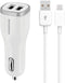 Mobiparts Car Charger - Dual USB 4.8A met USB-C Kabel - Wit