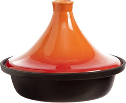 Cosy & Trendy - Tajine - Gietijzer Ø25cm - Geschikt voor Inductie - Zwart/Oranje