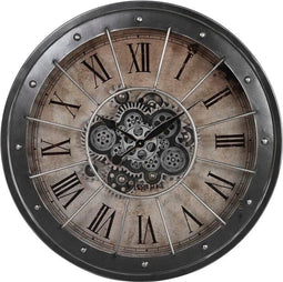 Muurklok DKD Home Decor Zwart Versnellingen Koper Ijzer (80 x 8 x 80 cm)