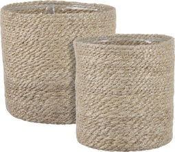 Mica Decorations Atlantic Plantenmand - Set van 2 - Jute - H20 x Ø20 cm - Crème (2 stuks)