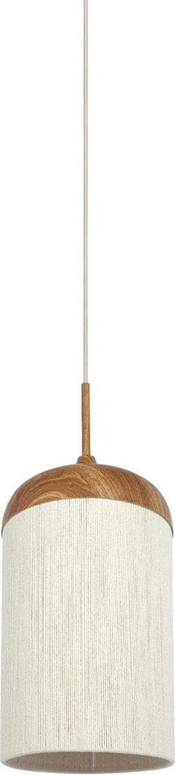 Light & Living Dania - Hanglamp - Ø27,5x52cm - Beige katoenen lampenkap - Naturel houtprint