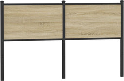 vidaXL - Hoofdbord - 150 - cm - bewerkt - hout - en - staal - sonoma - eikenkleurig