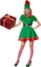 Dressforfun Vlijtige kerstelf S - Verkleedkostuum - Jurk met hoed en riem - Groen/Rood