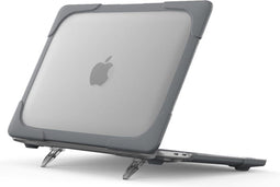 Lunso Geschikt voor MacBook Pro 13 inch M2/M3 (2020-2022) Armor cover hoes met pootjes - Grijs