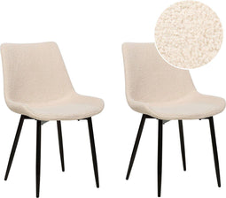 Set van 2 eetkamerstoelen AVILLA Bouclé Beige