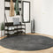 vidaXL - Vloerkleed - OVIEDO - laagpolig - Ø - 200 - cm - antracietkleurig
