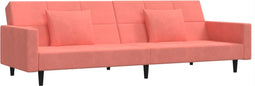 vidaXL - Slaapbank - 2-zits - met - 2 - kussens - fluweel - roze