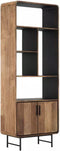 DTP Home Bookcase Evo, 2 doors, 5 open racks,220x80x40 cm, recycled teakwood