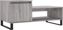 vidaXL - Salontafel - 100x50x45 - cm - bewerkt - hout - grijs - sonoma