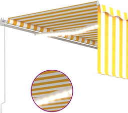 vidaXL - Luifel - handmatig - uittrekbaar - rolgordijn - en - LED - 4,5x3 - m - geel - wit