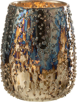 J-Line windlicht Lise - glas - bruin/goud - medium