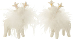 J-Line kerstfiguur Eland - porselein - goud/wit - small - 2 stuks