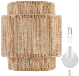 tectake® Wandlamp Lignea Lux - Muurlamp Boho Stijl - Jute - 40W - 12 x 23 x 25,5 cm - E14 - IP20