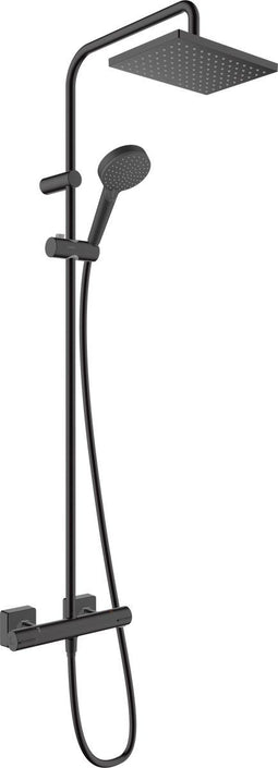 Hansgrohe Vernis Shape - Showerpipe - EcoSmart waterbesparend - 230mm - Mat Zwart - Met thermostaat