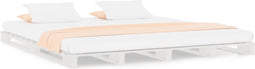 vidaXL - Palletbed - massief - grenenhout - wit - 200x200 - cm