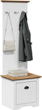 vidaXL - Gangkast - met - haken - BODO - 50x40x157 - cm - wit - en - bruin