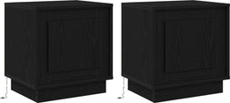 vidaXL - Nachtkastjes - met - LED - Verlichting - - - 2 - stuks - - - Zwart - Eiken - - - 44x34,5x45 - cm