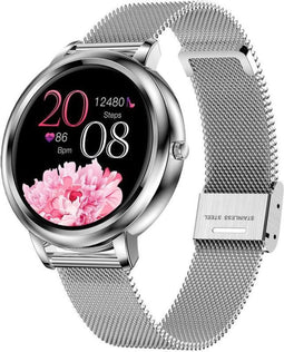 Valante Fem-Fit2 Smartwatch - Smartwatch Dames - Zilver staal - 40 mm - Stappenteller - Hartslagmeter - Bloeddrukmeter - Saturatiemeter