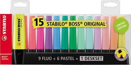 STABILO BOSS ORIGINAL - Markeerstift - Hoogste Kwaliteit - Deskset Met 15 Kleuren
