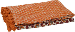 J-Line Plaid strand bloemen - katoen - oranje