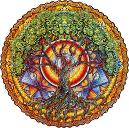 UNIDRAGON Houten Puzzel Voor Volwassenen Mandala - Levensboom - 700 stukjes - Royal Size 45 cm