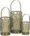 Lykta Kaarshouder Gouden Metaal 13 x 13 x 23 cm (3 Stuks)