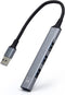Ewent EW1144 - USB hub - 4 poorten USB 2.0 en 3.2 - Zilver