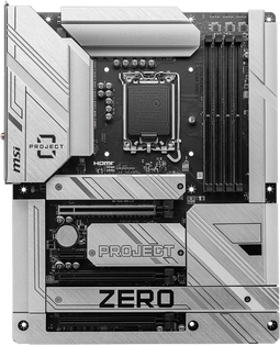MSI Z790 PROJECT ZERO - Moederbord - Intel Z790 ATX - 4x DDR5 - 256 GB maximum geheugen - Wi-Fi 7 - 2.5 Gb Ethernet