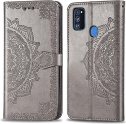 iMoshion Hoesje Geschikt voor Samsung Galaxy M30s / M21 Hoesje Met Pasjeshouder - iMoshion Mandala Bookcase - Grijs