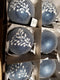 Blauwe kerstballen - Glas - Poeder finish met afbeelding - 8 cm (6 stuks)