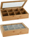 Excellent Houseware theedoos/opbergdoos - 8-vaks - bamboe hout - 32 x 20 x 6,5 cm