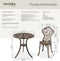 tectake® Lyon - 3-delige Bistroset - Vintage Design - Aluminium - Bronskleurig