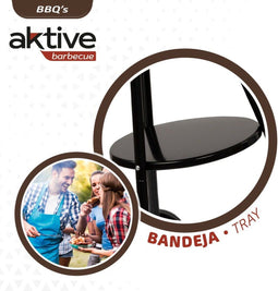 Kolenbarbecue met wielen Aktive Zwart 42 x 76,5 x 42 cm