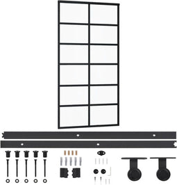 vidaXL - Schuifdeur - met - beslag - 102x205 - cm - aluminium - en - ESG-glas