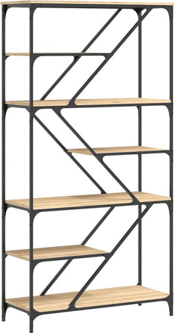 vidaXL - Boekenrek - 91x36x176 - cm - bewerkt - hout - en - staal - sonoma - eikenkleur