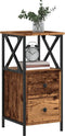 vidaXL - Nachtkastje - 34x35,5x70 - cm - bewerkt - hout - oud - houtkleurig