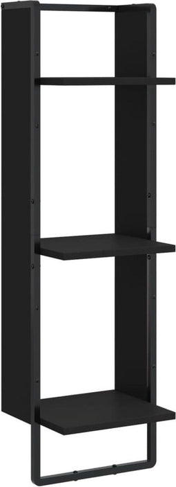 vidaXL - Wandrek - 3-laags - 30x25x100 - cm - bewerkt - hout - zwart