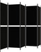 vidaXL - Kamerscherm - met - 5 - panelen - 250x180 - cm - stof - zwart